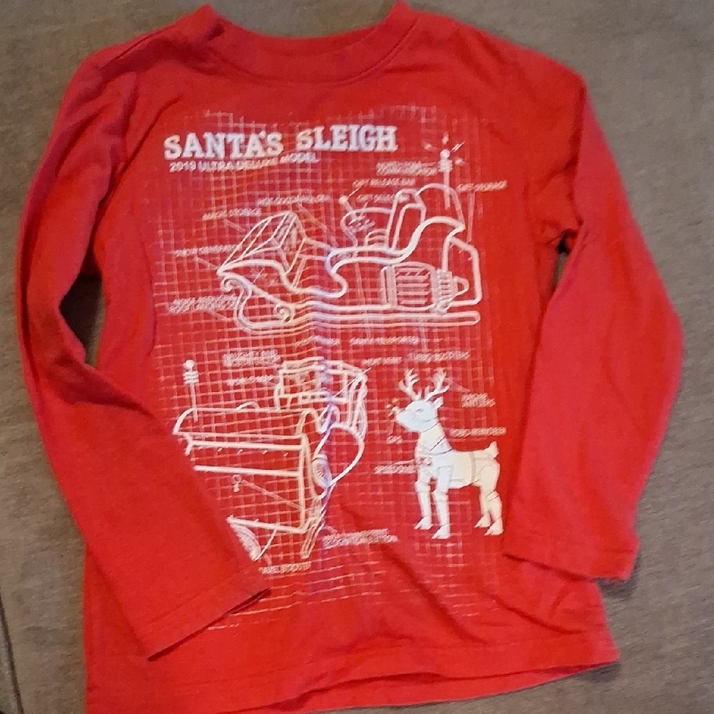 Cat & Jack Red Santa's Sleigh Long Sleeve Tee